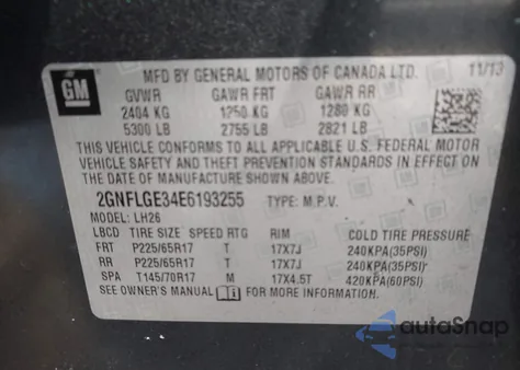 2014 Chevrolet Equinox 2Lt z USA, uszkodzony, nr VIN 2GNFLGE34E6193255